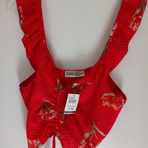 Ruffle sleeves crop top